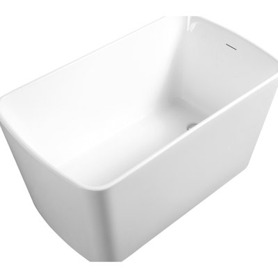 Baignoire de trempage autoportante en acrylique de 49 pouces de forme carrée, drain, blanc ultrabrillant, compacte pour les salles de bain modernes
