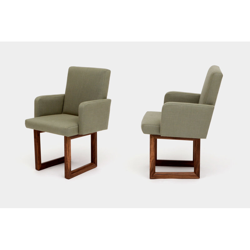C2 W Upholstered Arm Chair, Moss Linen Blend
