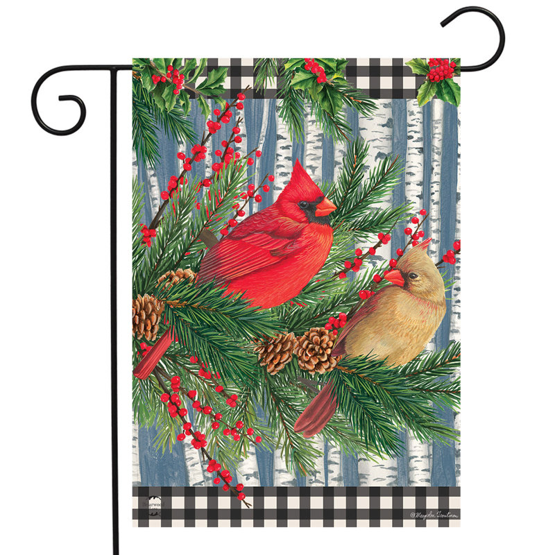 Drapeau de jardin Winter Birch Tree Cardinals