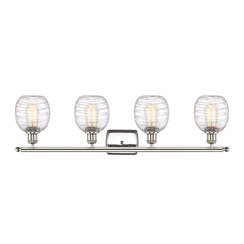 Éclairage pour salle de bain 4 lumières en laiton antique, Nickel poli, DEL