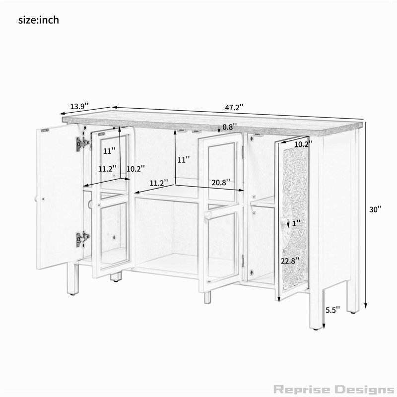 Meuble télé 47,2 po pour téléviseur de 43 po ou moins, Blanc