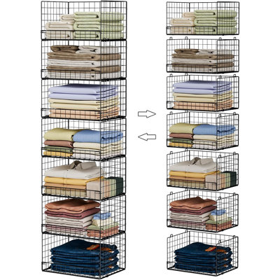 7-Tier Stackable Closet Organizers and Storage Shelves, Foldable Closet Shelf Organizer System, Stackable Storage Bins Drawers for Closet Organizer Sy