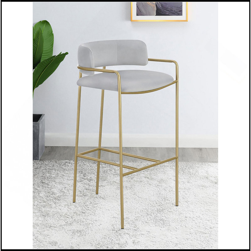 Tabouret à dossier bas gris et doré