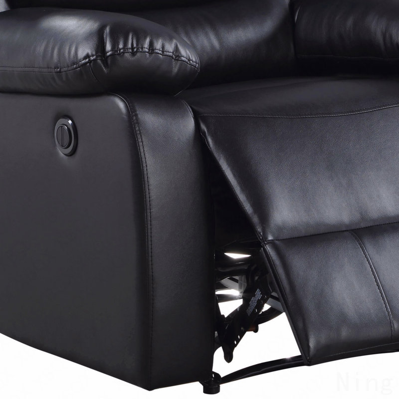 Black Synthetic Leather Power Motion Recliner Chair