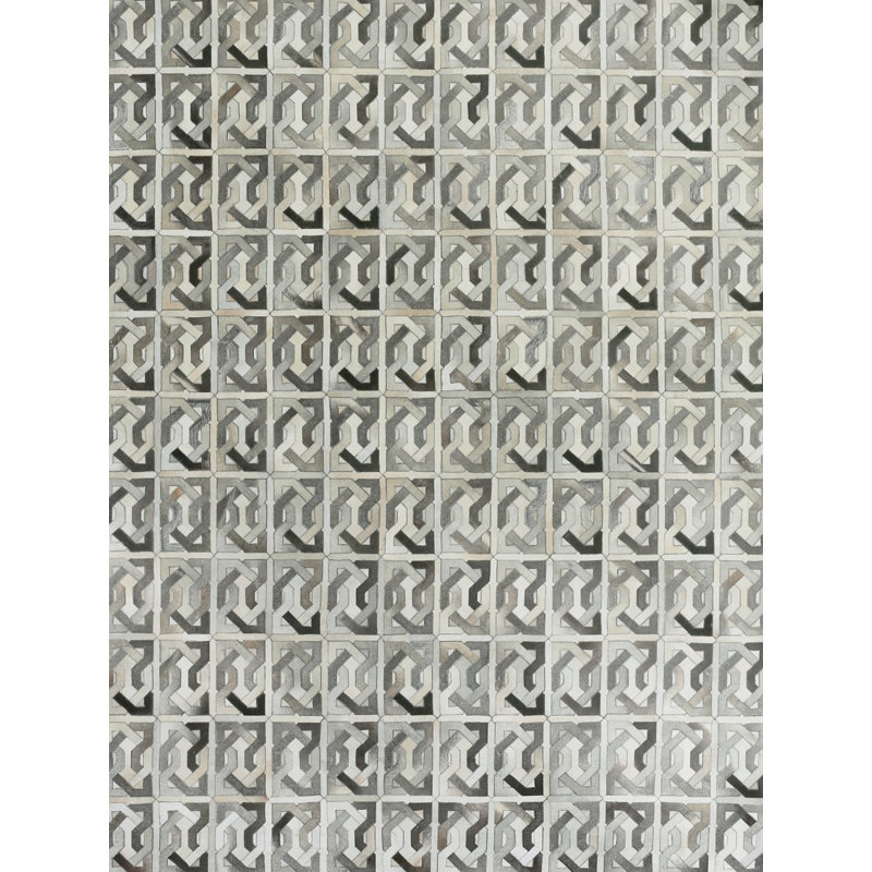 Natural Hide Cowhide Geometric Area Rug, Rectangle 8' x 10'