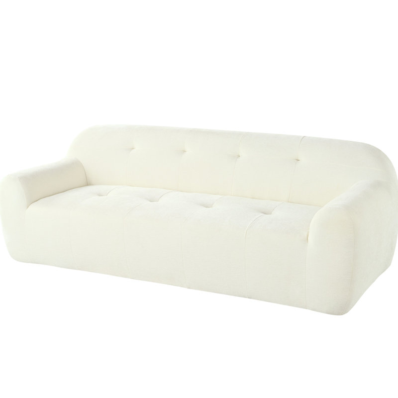 Chenille 3 places avec coussins, conception en mousse complète, profondeur d'assise de 23,6 po, idéal pour les soirées de détente, mousse, confort seul