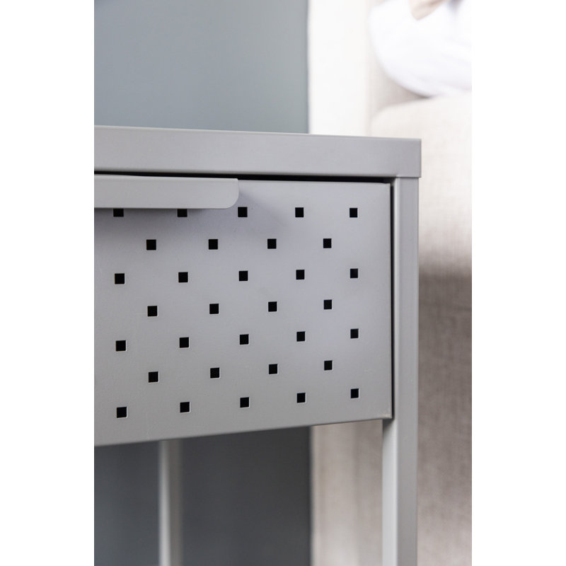 Bethony 40cm W Steel Bedside Table, Grey