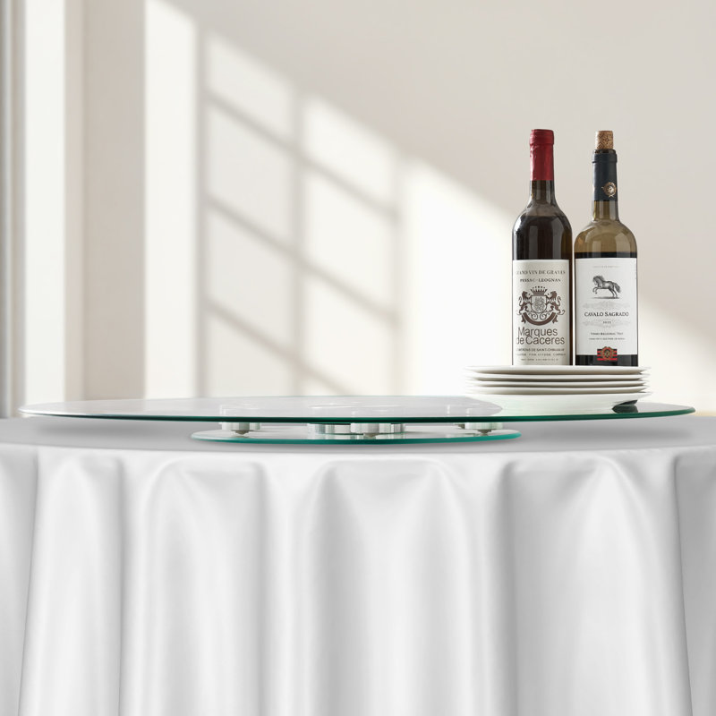 Glass Lazy Susan Turntable, Tempered Glass Dining Table Centerpiece with 6 Rotating Wheels, 360° Smooth and Silent Spin Tabletop Rotating Tray, for Family Gatherings, Banquets & Weddings