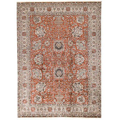 Hand Knotted Wool Area Rug in Red