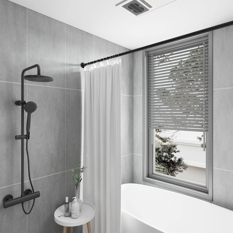 Tringle à rideau de douche droite en acier inoxydable - Conception robuste résistante à la rouille avec fixation à vis sécuritaire pour la salle de bain et la maison