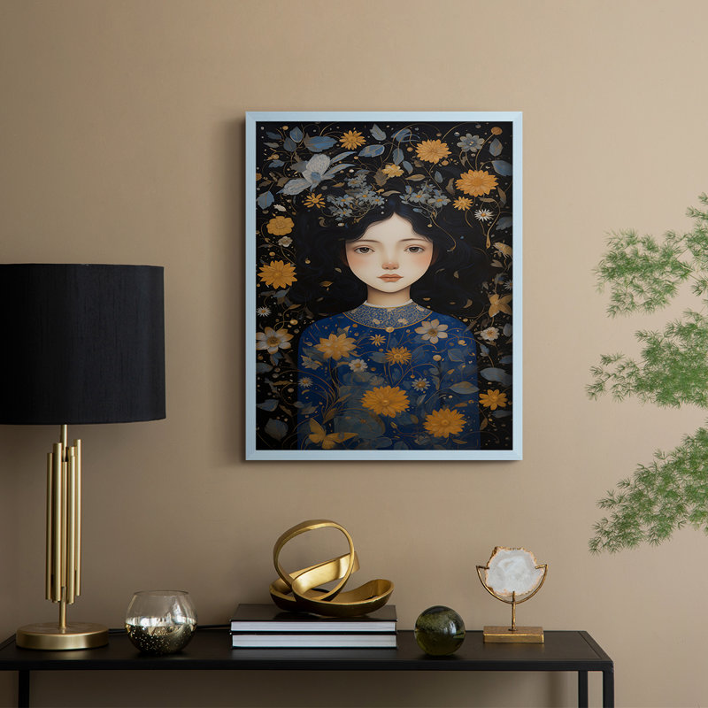Reproduction encadrée WOMEN Series MII - bois massif, H 11 po x l 9 po, Bleu