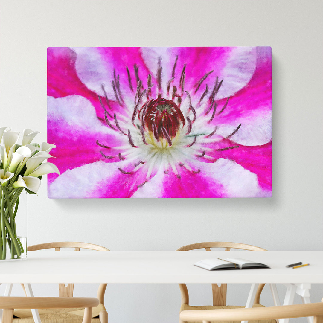 Pink Clematis Flower - Wrapped Canvas