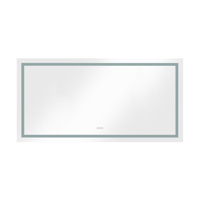 Miroir de salle de bain 72 po x 36 po à DEL avec façade et rétroéclairage, miroir de meuble-lavabo mural, antibuée, mémoire, 3 couleurs, réglable en continu