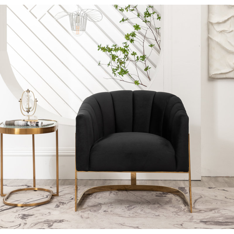 Karina Velvet Barrel Chair, Gray Velvet