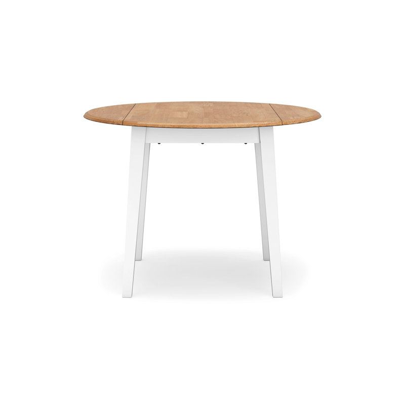 Gasy Dining Table, Extendable 26-42 Inch, Wood, 2 Leaves, White