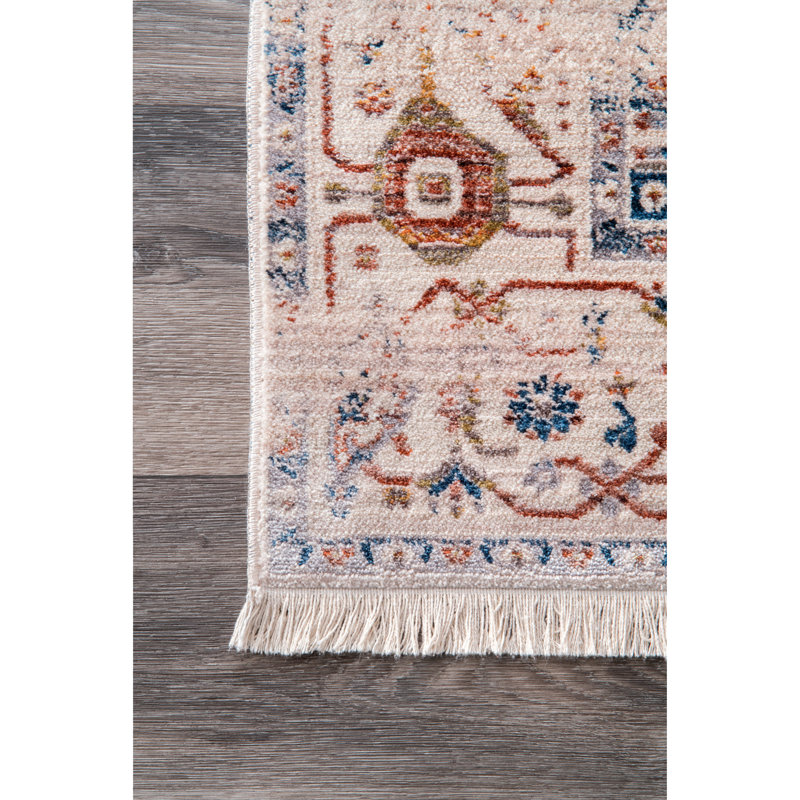 Tapis oriental bleu / rouille / jaune Moreta, Carré 10 pi