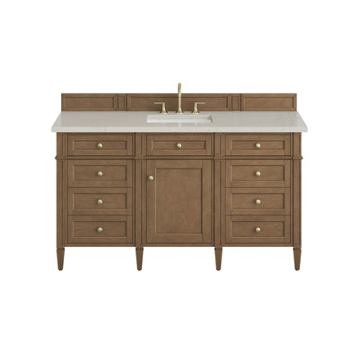 Brittany 60" Single Vanity, Bright White W/FreePower Wireless Charger