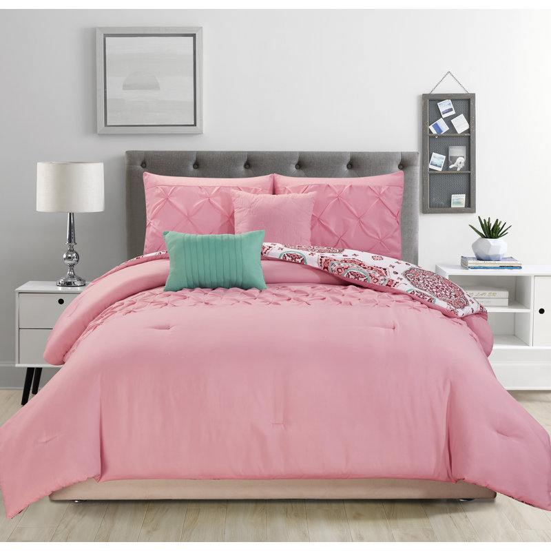 Poar Reversible Comforter Set, King Comforter + 4 Additional Pieces