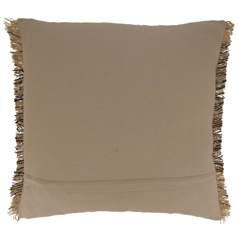 Carey Fringed Cotton Throw Pillow, Polyester/Polyfill, Natural