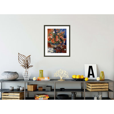 Geraniums and CatsPierre-Auguste Renoir - Impression giclée encadrée