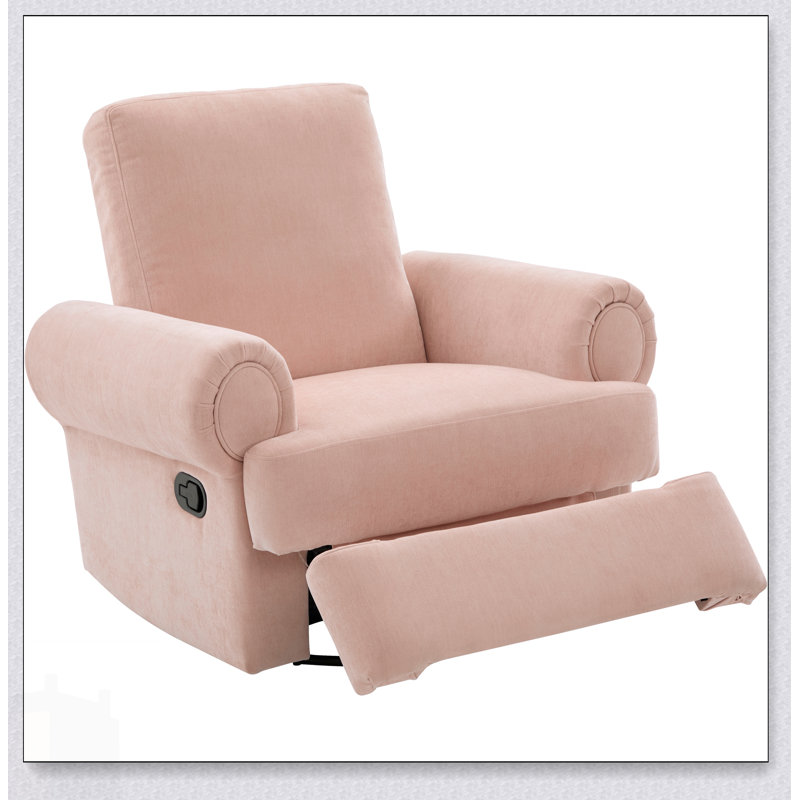 Manual Recliner Sofa Swivel Recliner Rocker Chair With Adjustable Backrest For Living Room, Bedroom, Or Nursery, Pink