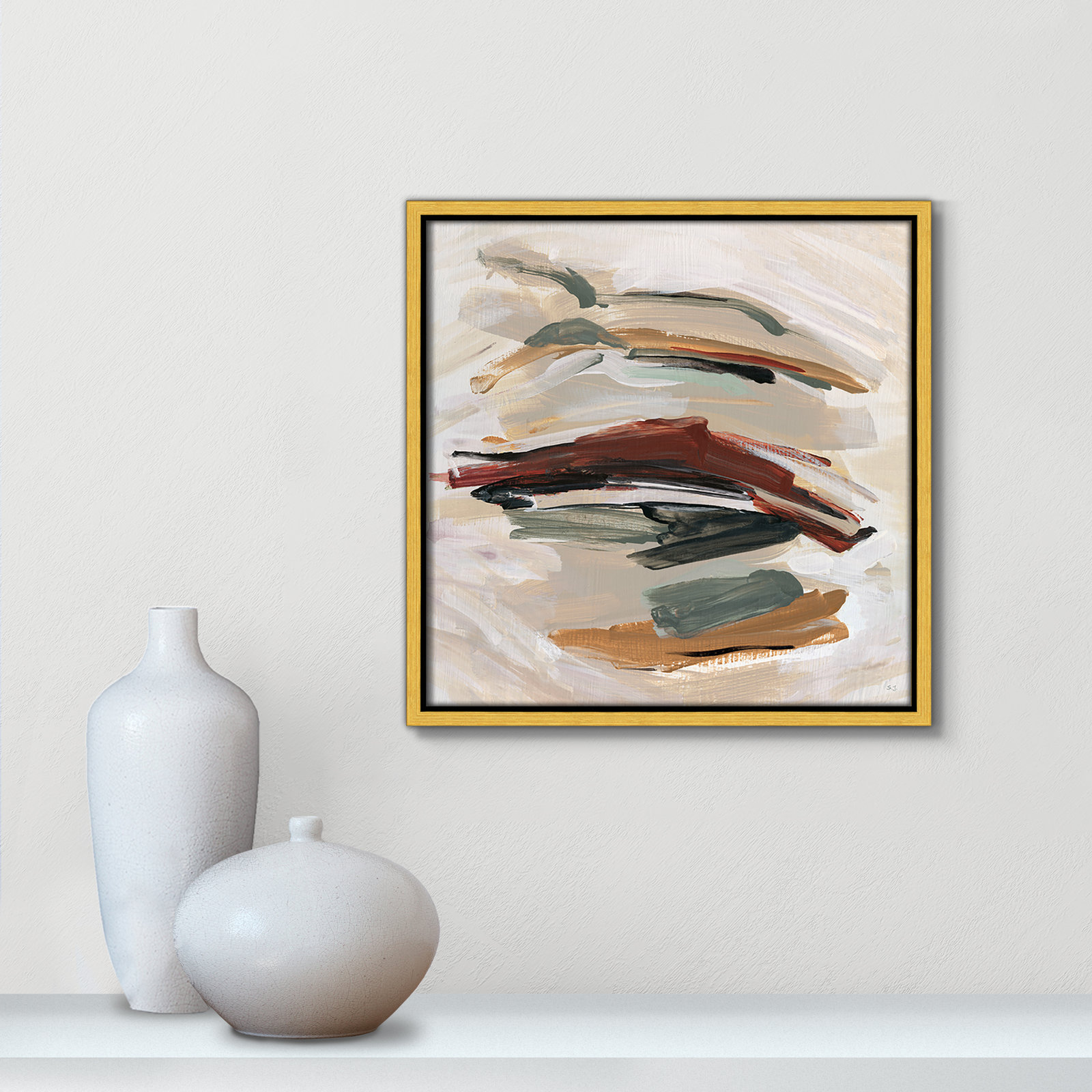 Carmina "Spring Shadows" Painting by Susan Jill, Gold , 13.5" H x 13.5" W
