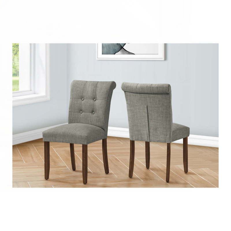 Chaise rembourrée avec pieds en bois de noyer, Gris