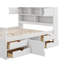 Base de lit plateforme double pleine grandeur avec tablettes de rangement pour bibliothèque et quatre tiroirs-648352568