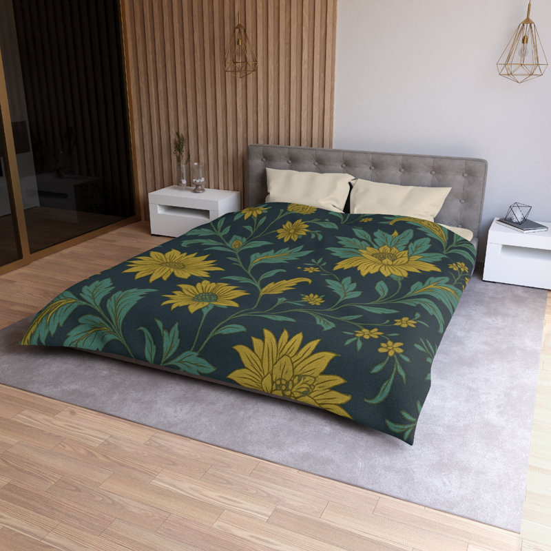 Microfiber Duvet Cover Boho Style, Design 60, Queen Duvet Cover, Cream