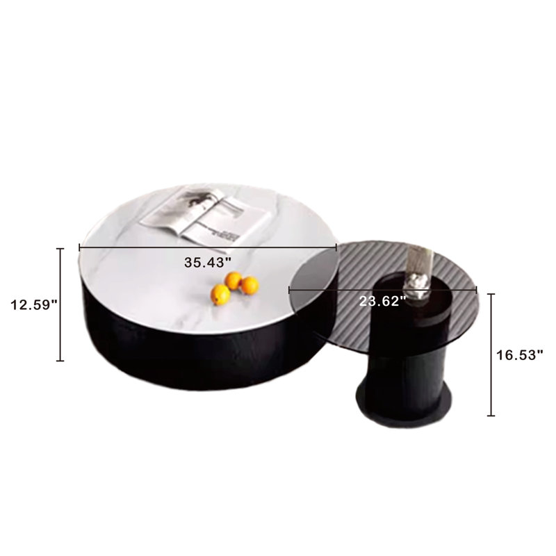 Table basse gigogne Danyalle, Noir, H 16,53 po x L 55,12 po x l 31,5 po