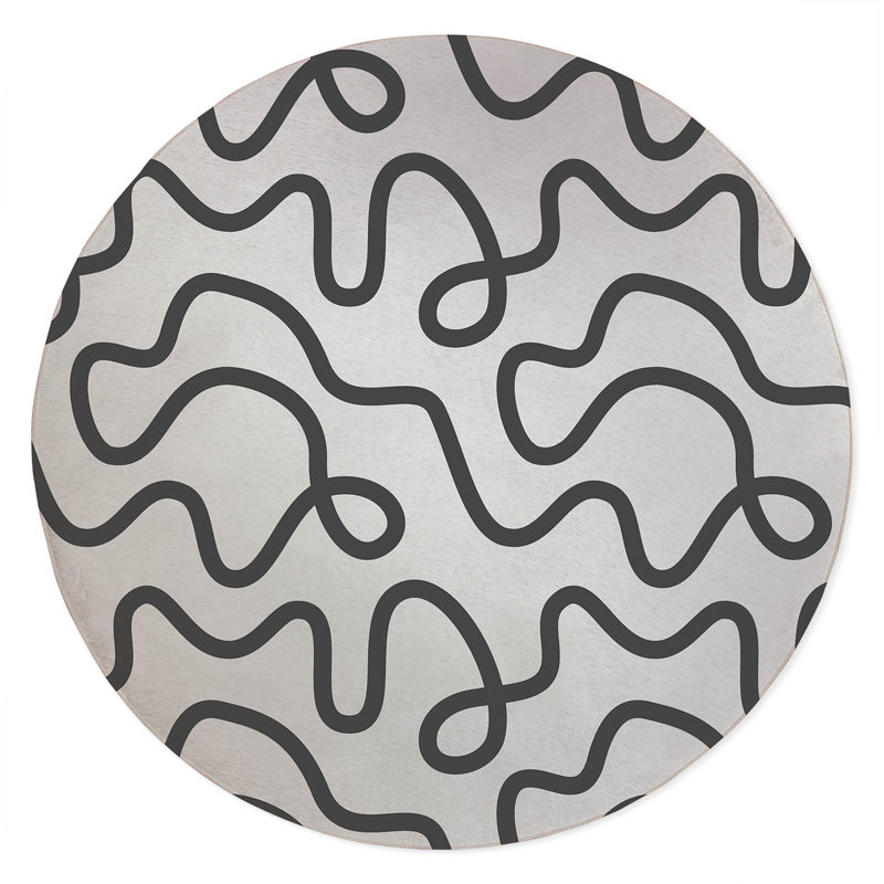 Squig Non-Slip Outdoor Rug, Round 5'