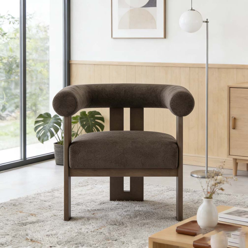 Modern  Arm Accent Chair, Dark Brown