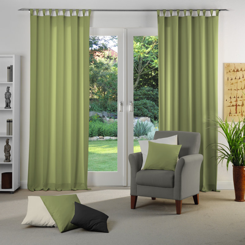Polyester Blackout Tab Top Curtain Panel, Green, 142cm Width x 385cm Drop