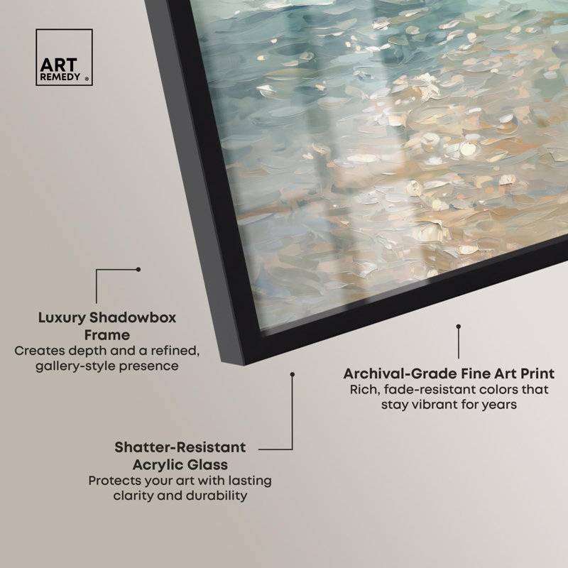 «Sea Sunset Coastal Decor Shadowbox» par Art Remedy, H 25 po x l 21 po, Noir