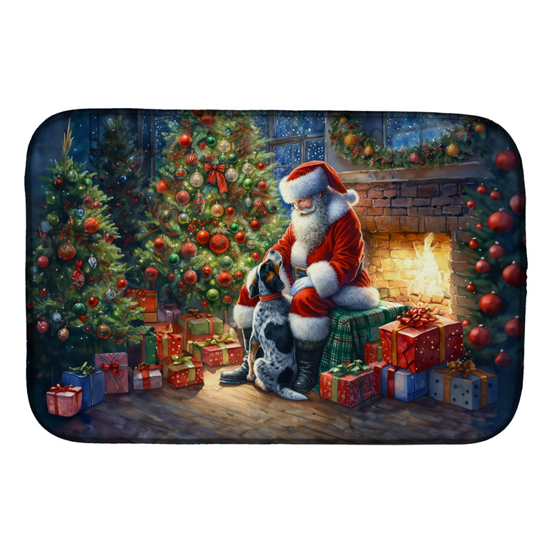 Tapis de vaisselle Bluetick Hound and Santa Claus