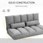 Canapé-lit pliant, réglable et avec 2 coussins, gris, peu encombrant, fauteuil convertible robuste, plancher, solide