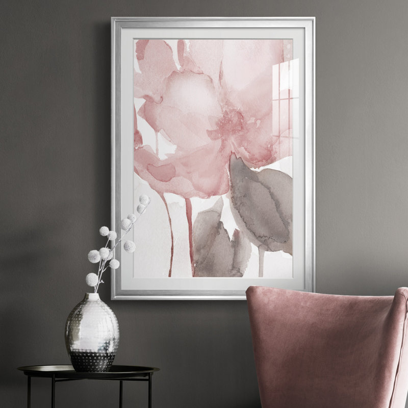 Blush Bloom II - peinture sur toile encadrée, Argent, H 26,5 po x l 36,5 po x P 1,5 po