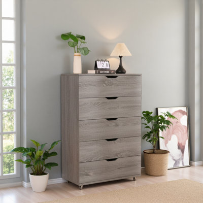 Commode 5 tiroirs avec roulettes - Armoire de rangement moderne