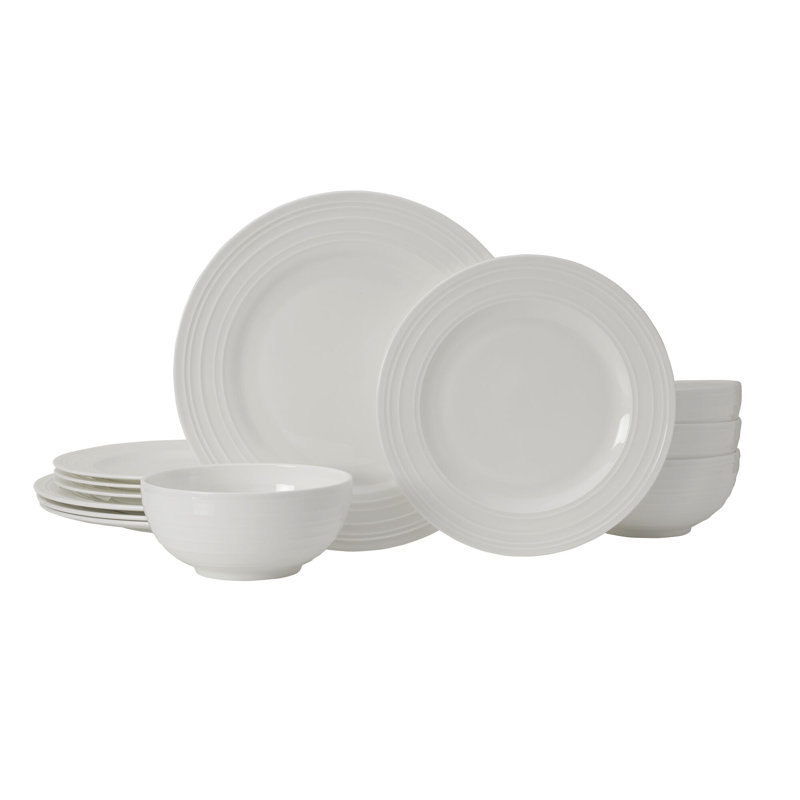Service de table léger en porcelaine tendre et résistante aux ébréchures Mikasa Ciara, service pour 4