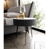 Stainless Steel Top End Table with Storage