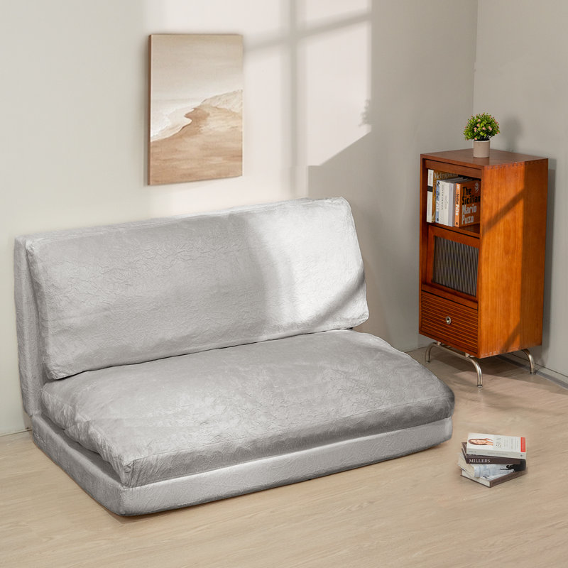 Compression Bean Bag Bed Folding Sofa Bed Floor Mattress, Foam Filling Trifold Matress Double Sofa Chairs With Washable Soft Velvet Cover, Extra Wider Fold Full Floor Mattress For Bedroom, Living Room
