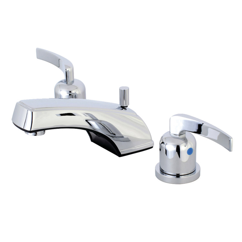 Kingston Brass Centurion Two-Handle 3-Hole Deck Mount Widespread Bathroom Faucet with Retail Pop-Up Drain, Polished Chrome