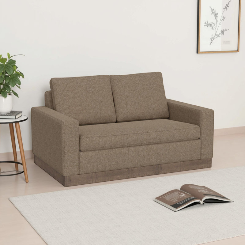 Causeuse Jeni, 2 coussins décoratifs, moderne 64 po, H 36,25 po x l 63,75 po x P 39 po, Simili cuir, Gris huître
