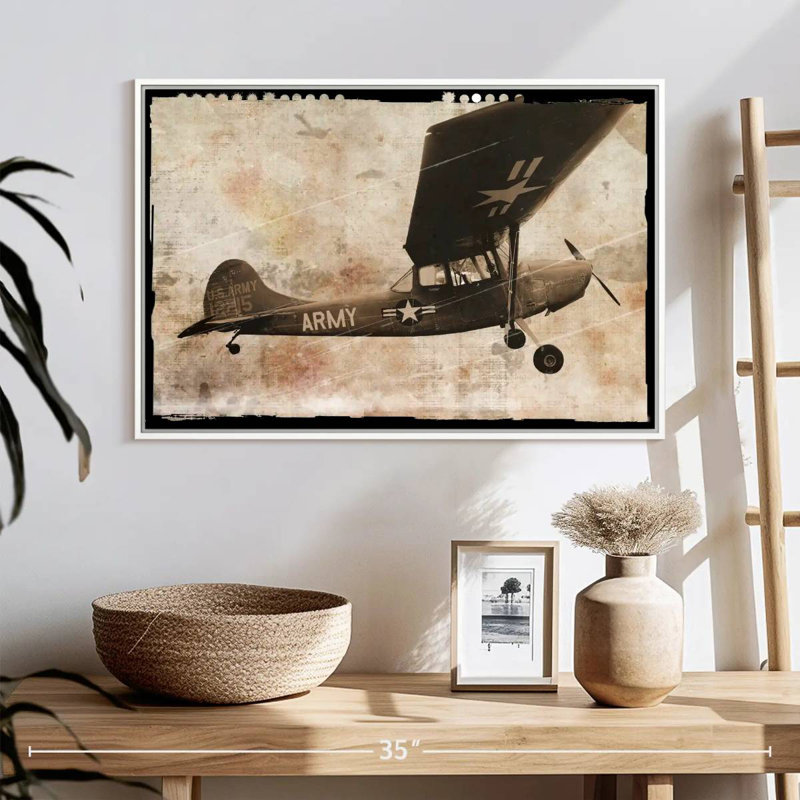 Avion de l’armée, 25 po x 17 po, Cadre flottant blanc