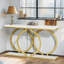 Table console 55,11 po, canapé d'entrée étroit avec structure en métal géométrique