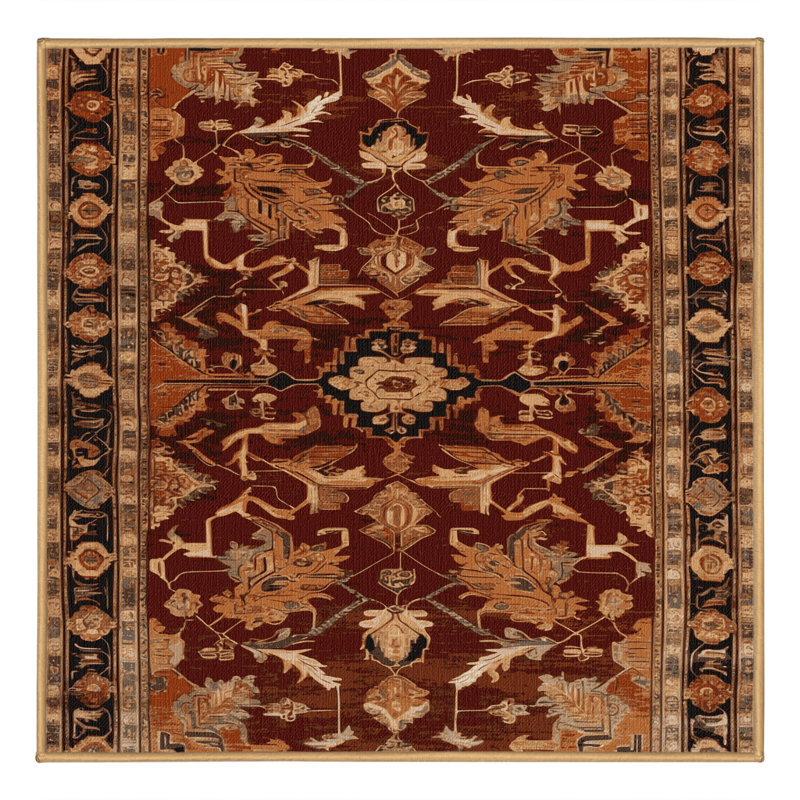 Machine Washable Turkish Brown Area Rug, Square 5'
