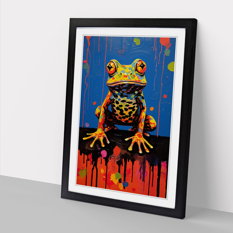 Frog Expressionism No.2 - Framed Print, 64cm H x 46cm W x 2cm D, Black