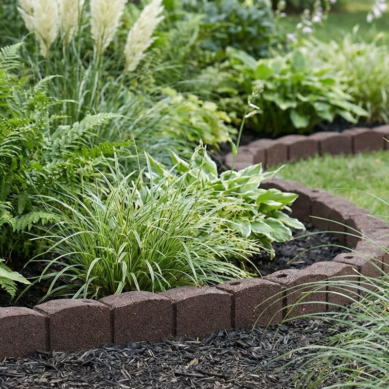 Tierra Verde 48"L Roman Stone Recycled Rubber Garden Border Kit, Earth, 2-Pack