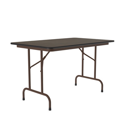 Correll 48 rond, table commerciale pliante, plateau en stratifié thermolaqué noyer lourd 3/4 noyau, , portatif, tablier en acier robuste