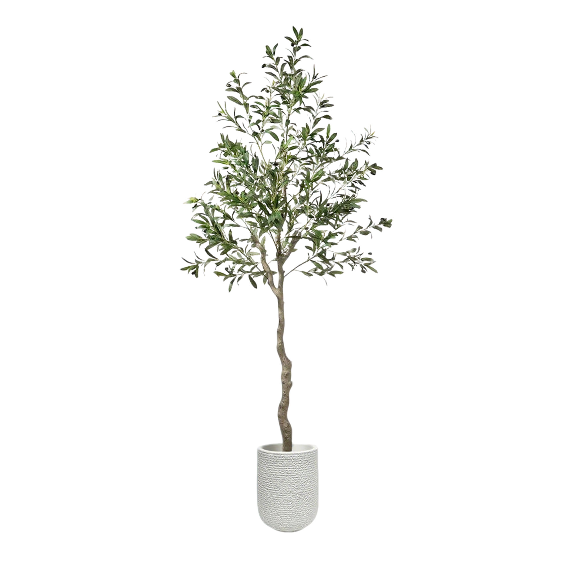 Artificial Olive Tree In white Planter, Lifelike Fake Olive Plant For Indoor And Outdoor Decor